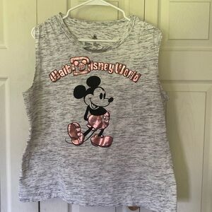 Disney Parks Walt Disney World Womens Gold Foil Mickey Sleeveless Tank Top